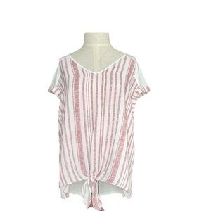 Fortune + Ivy Tie Front Mixed Material Top size X-Large.